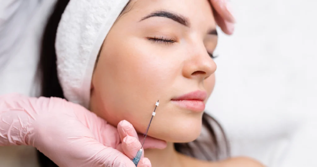 A women is getting pdo thread lift treatment in Texas