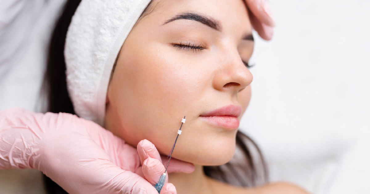 A women is getting pdo thread lift treatment in Texas