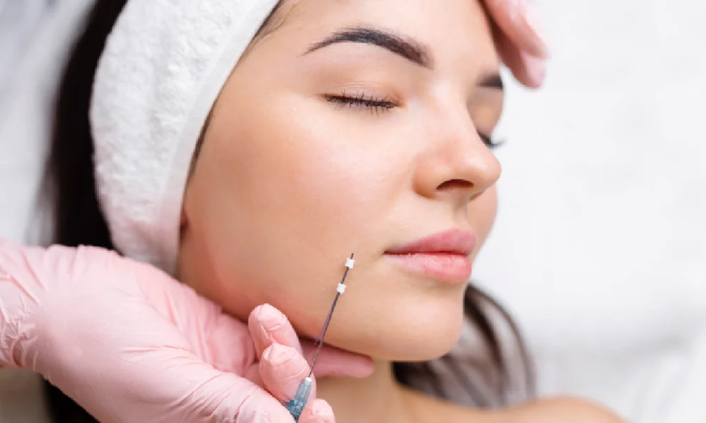 A women is getting pdo thread lift treatment in Texas